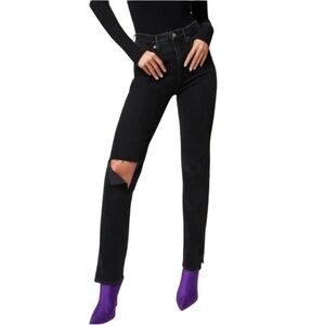 Good American High Rise Good Boy Split Hem Jeans Size 4